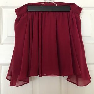 Maroon Skater High Waist Mini Skirt